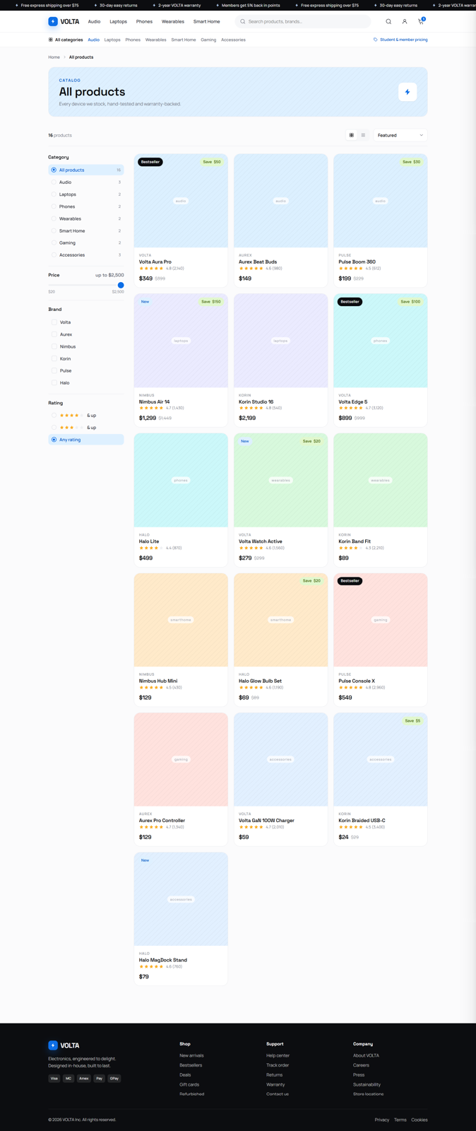 VOLTA - Ecommerce site for Electronics item